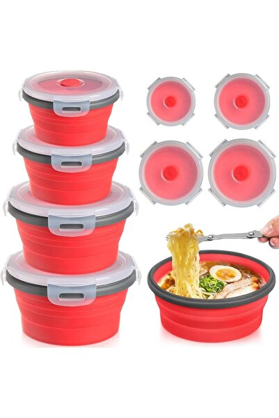 GENERAL Silicone Collapsible Food Storage Containers, 4-Piece Camping Bowl Se...
