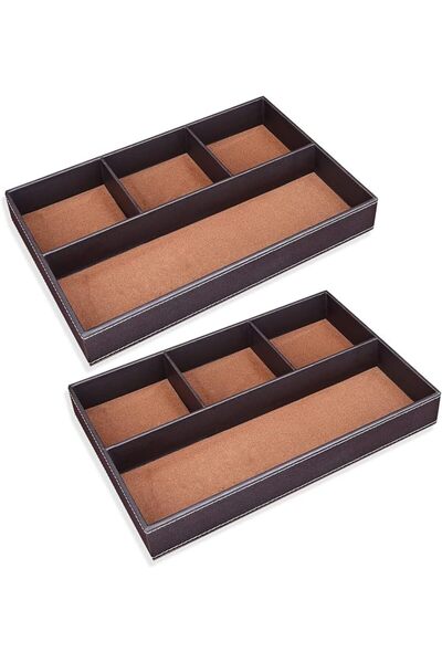 X SPRING Jewelry Trays, Set of 2 Faux Leather Valet Trays for Men, Stackable ...