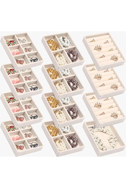 ELECDON 12 Pcs Velvet Jewelry Organizer Trays for Drawer, Mini Stackable Jewe...