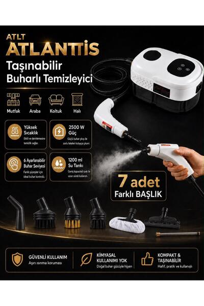 ATLT ATLANTİS 2.500W TAŞINABİLİR BUHARLI TEMİZLEYİCİ YÜKSEK SICAKLIK ŞEFFAF S...