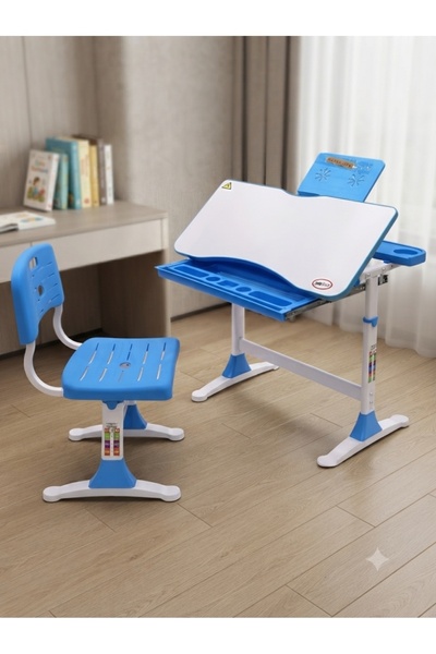 Star Kids Height Adjustable Kids Study Desk and Chair Set - Blue - 079-Zy-02B
