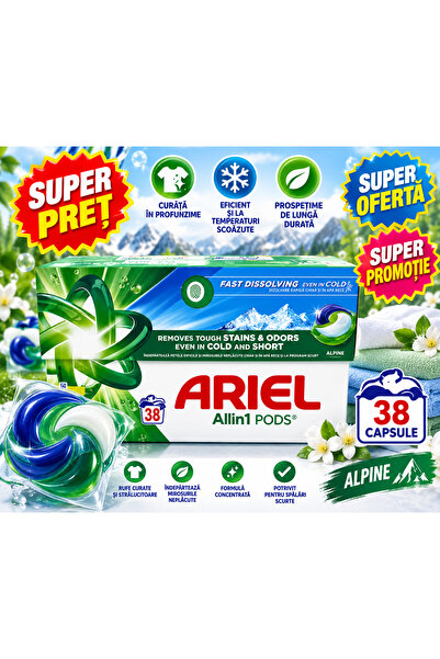 Ariel All in 1 PODS Alpine – Κάψουλες Απορρυπαντικού Ρούχων, Εντατικός Καθαρι...