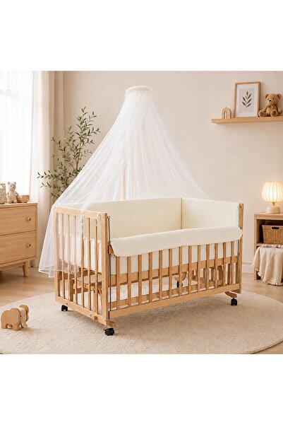 Baby Plus Doğal Ahşap Asansörlü ve Sallanabilir Beşik 70X130 cm