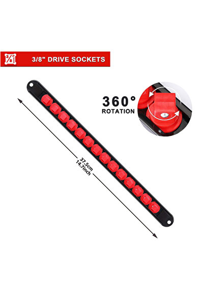 Choice 1PCS 3-8 RED 1PCS 360° Swivel ABS Socket Organizer 1/4Inch 3/8Inch 1/2...
