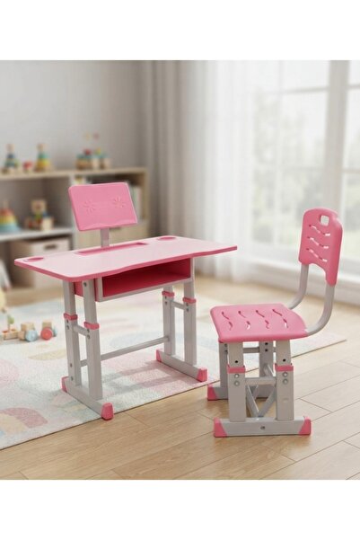Star Kids Adjustable Height Kids Study Desk and Chair Set - Pink - 079-Zs003P