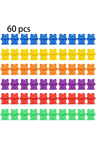 Choice 60pcs bears Counting Bears Matching Games Color Sorting Bowls Tweezers...