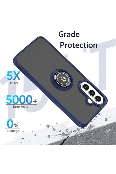 Rivor Samsung Galaxy A27 Uyumlu Kılıf Standlı Kamera Korumalı Kenarları Renkli Yüzüklü Sert Silikon Kapak