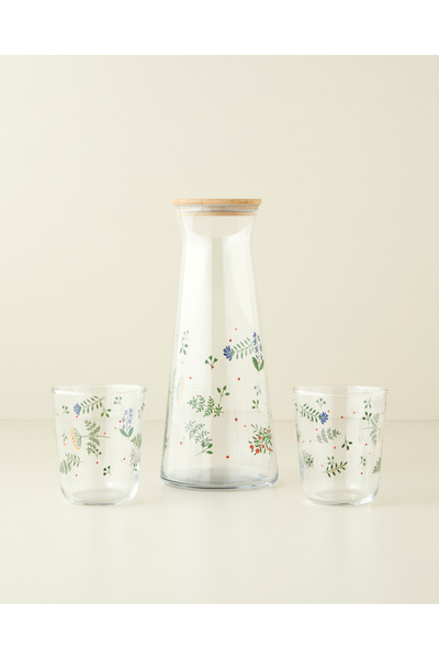 English Home Fiorina Cam 3 Parça Su Takımı 1150 ml + 315 ml Lacivert – Yeşil