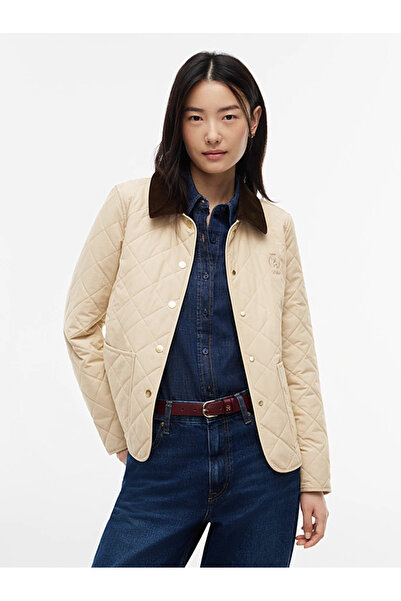 Tommy Hilfiger Women's Denim Fabric Long Sleeve Button Closure Beige Jacket