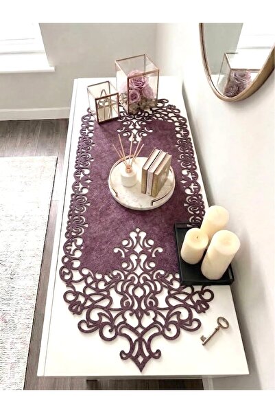 Ergüven Home قماش سويدي بلون البرقوق مقاس 40x120 سم - تصميم عصري