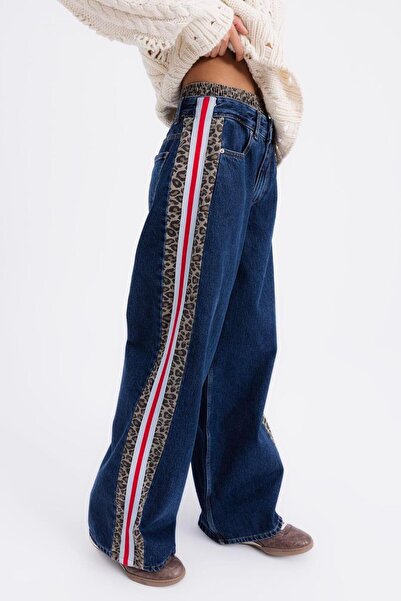 BSL Boxer Detaylı Yan Şeritli Denim Pantolon