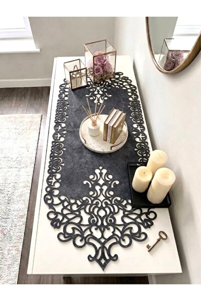 Ergüven Home قماش سويدي رمادي داكن مقاس 40x120 سم - تصميم عصري