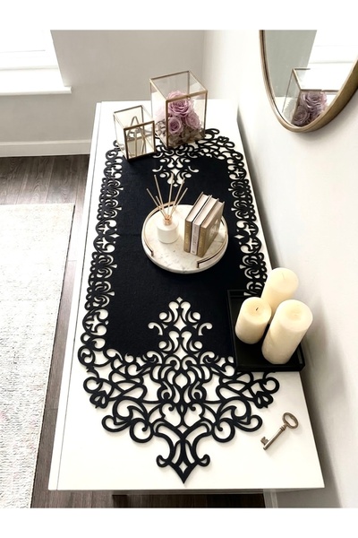 Ergüven Home Μαύρο υφασμάτινο ράνερ από σουέντ 40x120 εκ. Μέγεθος τραπεζιού -...