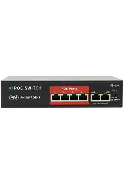 PNI Switch POE SWPOE42 4 porturi POE 100 Mbps si 2 porturi UP Link 100 Mbps 6...