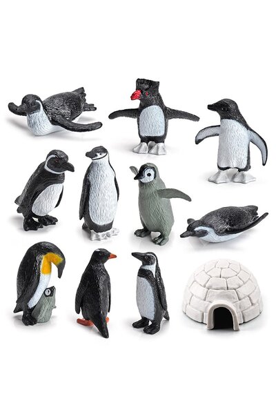 Noonedibs Set 11 Figurine Pinguini PVC – Decoratiuni Cute de Crăciun și Joc E...