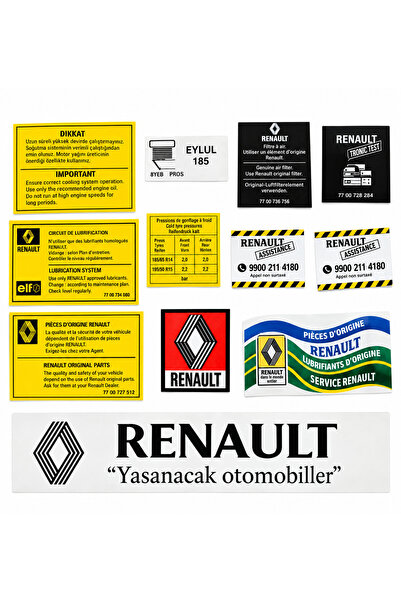 ORJ Renault R9 / R12 etiket takım seti. SET 12 PARÇA