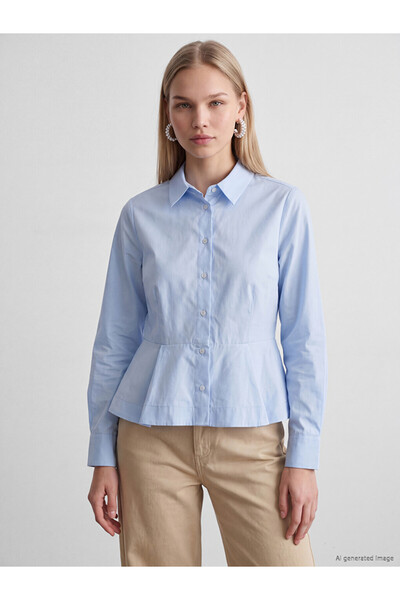 LC Waikiki Rmz Gi̇yi̇m Farkiyla Shirt Roba Collar Peplum Women's Shirt