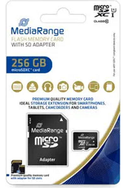 MediaRange Card de memorie MR946, 256GB, microSDXC, UHS-1, Clasa 10, Adaptor ...