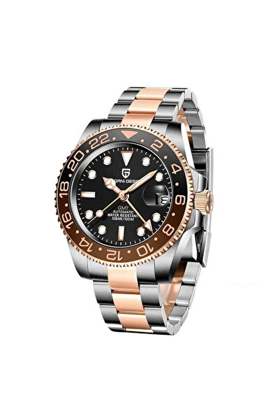 Pagani design Automatic Watch PD-1662 Rose Gold Black GMT, Pearl DG5833, Sapp...