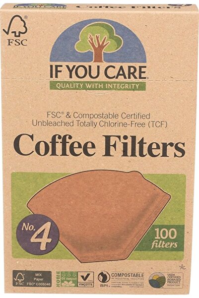 If You Care # 4 Cone Shaped Unbleached All Natural Compostable Coffee Filters...