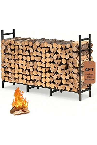 GENERAL 4ft Outdoor Indoor Firewood Rack Holder for Fireplace Wood Storage, A...