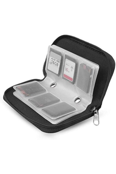 eWINNER Black Canvas Memory Card 22 Slots SD Cover Storage Case Holder