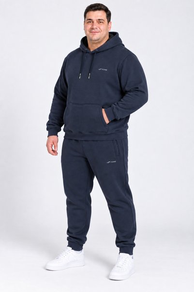 FORE SPORT Erkek 3 İplik Şardonlu Kapüşonlu Süper Battal Eşofman Takımı 6XL–9XL
