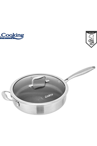 Heinner Oală adâncă cu capac din sticlă, din titan, cu 3 straturi, inox, pent...