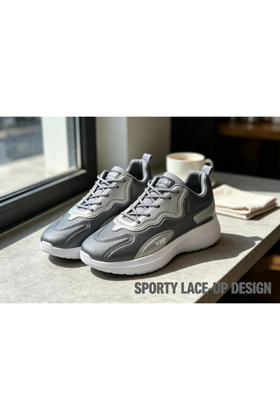 huanxiwa Men's thick-soled height-increasing casual sports shoes; black and g...