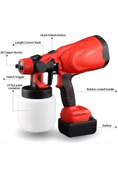 Generic Electric Spray Gun DX2570, 21V, 800ml Tank Capacity 38000 RPM Motor, 100-200 cm Spray Range, Hassle-Free Painting, Cordless Power Source, 800ml Container