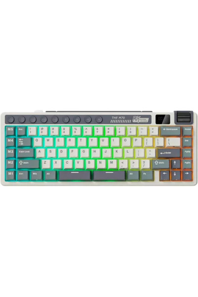 ROYAL KLUDGE Tastatură RK-M70 Bej switch-uri RGB LED USB/ USB Wireless/Blueto...