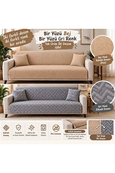 AMASYALI HOME Tek ürün İki Farklı DESEN İki Farklı RENK Görünümlü Koltuk örtü...