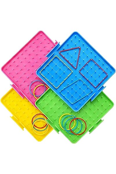 TERRIFI 4 Pcs Geoboard with Rubber Bands, Montessori Educational Pegboard Set...