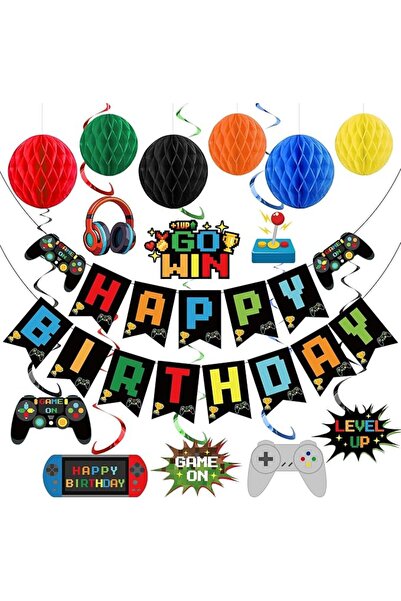 SYOSI Video Game Party Decorations Kit for Birthday Celebrations Includes Hap...