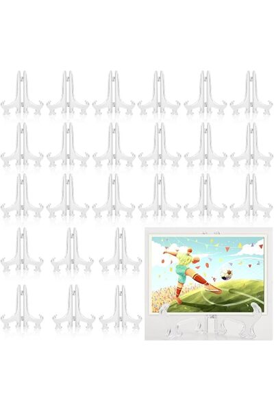 KASTWAVE 50 Pack (3 Inch) Clear Acrylic Mini Easel Display Stands, Foldable P...