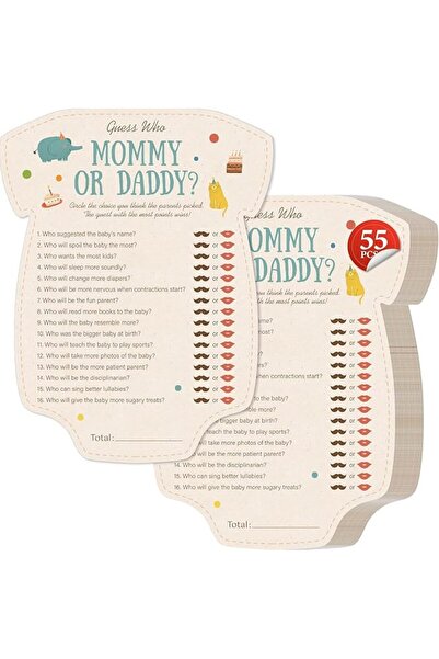 TERRIFI 55Pcs Baby Shower Games Set, Gender Neutral Guess Who Mommy or Daddy ...