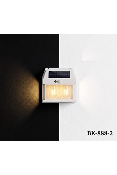 Generic Solar Interaction Wall Lamp BK-888-2 with Motion Sensor Wireless Control, Rechargeable Battery, Weatherproof Design, Dual LED Bulbs, Outdoor Use