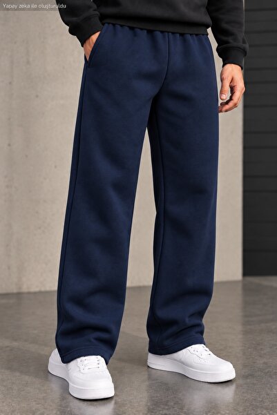 caddekombin Men's Loose Fit Sweatpants Streetwear Wide Leg Straight Leg Knitt...