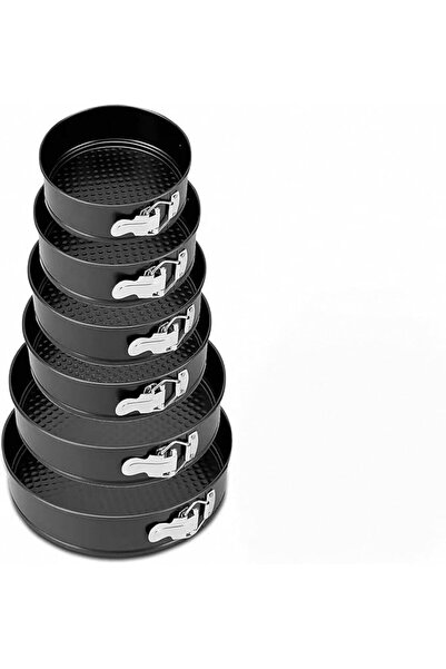 Yelajoy 6 PCS Springform Cake Pan,Black Non-Stick Carbon Steel