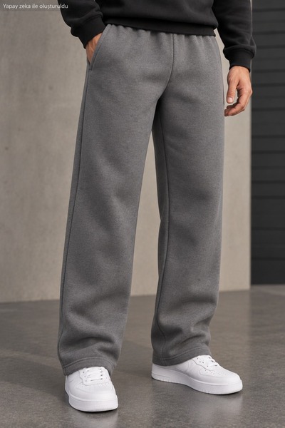 caddekombin Men's Loose Fit Sweatpants Streetwear Wide Leg Straight Leg Knitt...