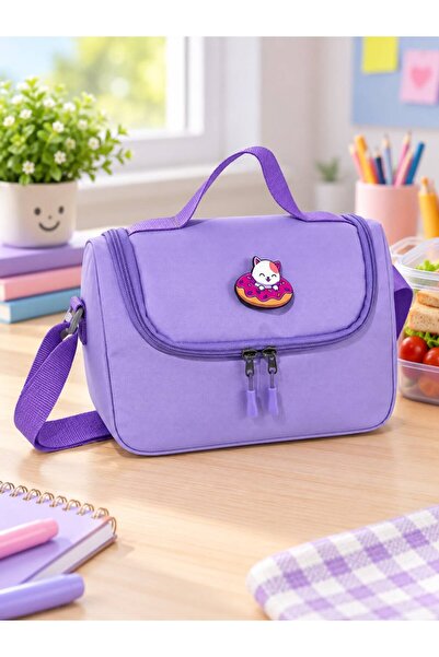 GreandBags Siyah Termoslu Lüx Kumaş Beslenme Çantası Okul Çantası