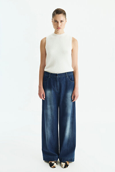 Roman Geniş Paça Denim Pantolon Lacivert KK012017_015