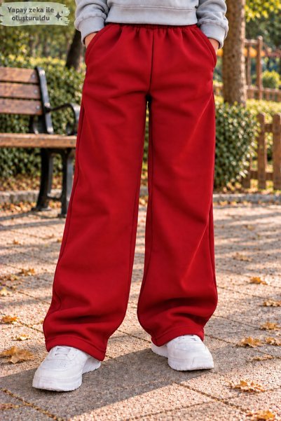 Birdirbir Uniseks Çocuk Wide Leg Sweatpants - Yüksek Bel Salaş Eşofman Altı