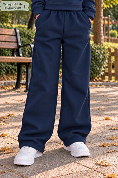 Birdirbir Uniseks Çocuk Wide Leg Sweatpants - Yüksek Bel Salaş Eşofman Altı