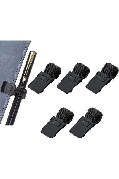 Generic Pack of 5 Adjustable Spring Pen Clips for Clipboards, Black Metal Pen...