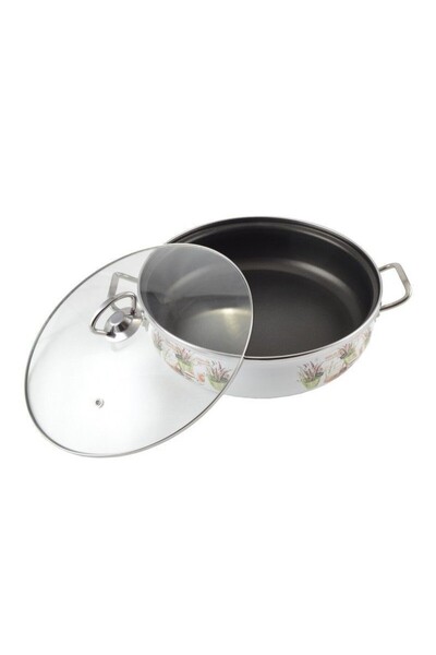 Perfect Home Cratiță emailată de prăjit cu capac sticlă 26 cm
