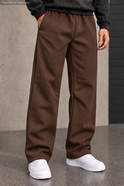 caddekombin Men's Loose Fit Sweatpants Streetwear Wide Leg Straight Leg Knitt...