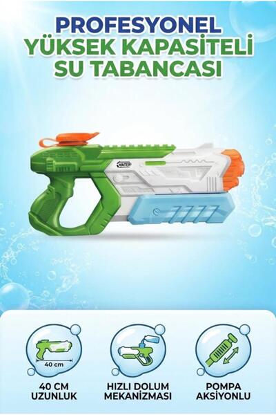 Tıfıl Toys Yüksek Basınçlı 40 cm Su Tabancası Geniş Su Hazneli ve 10 Metre Me...