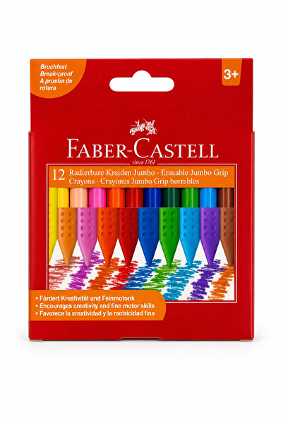 Faber Castell Faber-Castell 12'li Jumbo Üçgen Mum Boya | Kolay Kavranan Canlı...