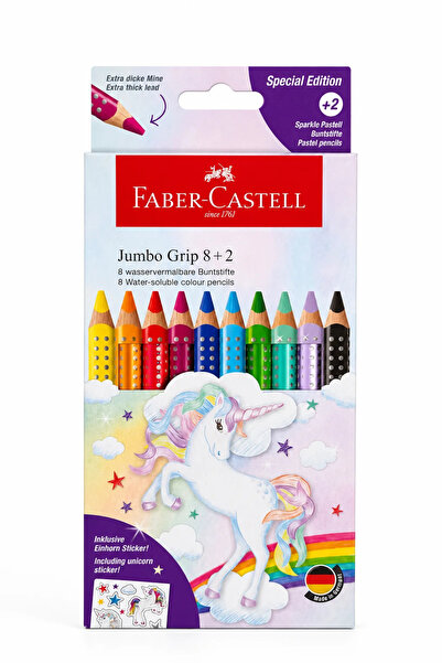 Faber Castell أقلام تلوين جاف مثلثة الشكل من فابر كاستل يونيكورن جامبو 8+2 | ...